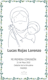 PACK 25 RECORDATORIOS PRIMERA COMUNIÓN DIBUJO CIELITO LINDO marco HOJAS